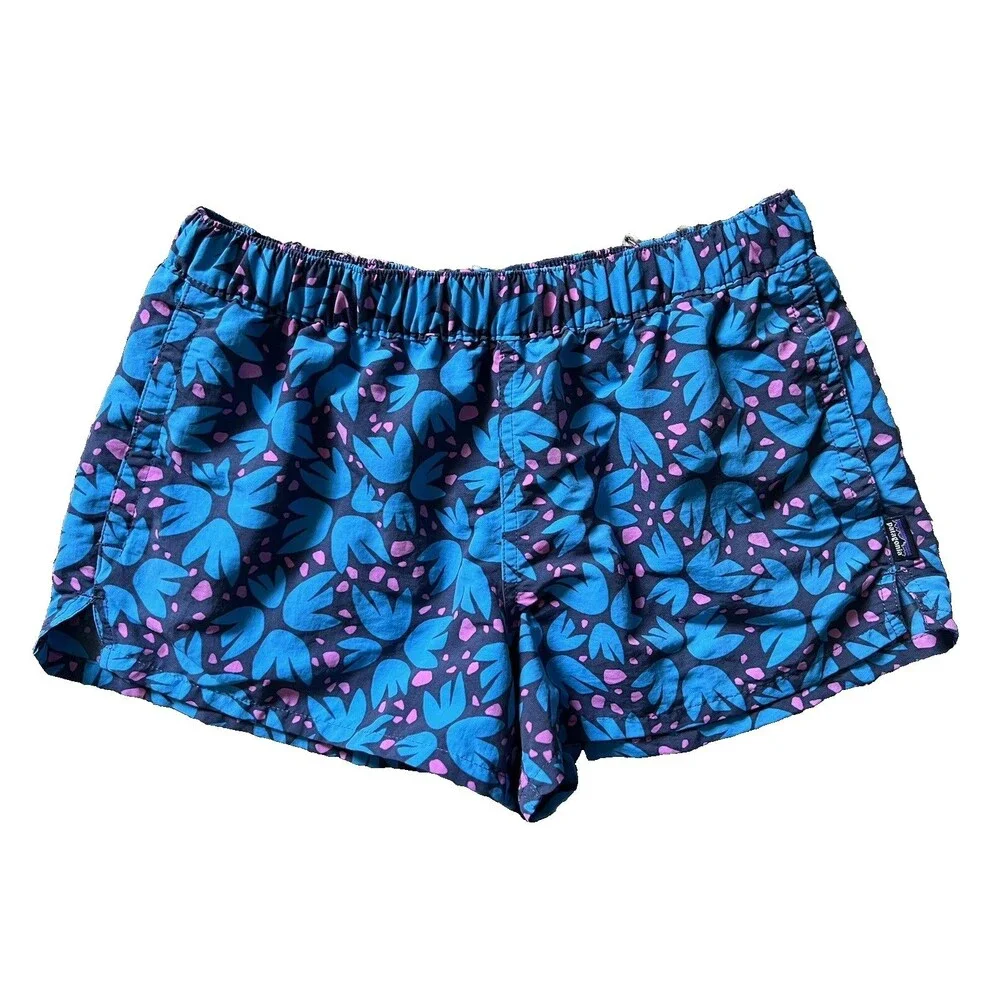 Patagonia Barely Baggies Shorts Womens Blue Floral Not Lined Size Small